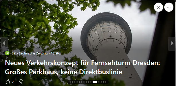 sachsische Zeitung Neues Verkehrskonzept für Fernsehturm Dresden: Großes Parkhaus; keine Direktbuslinie