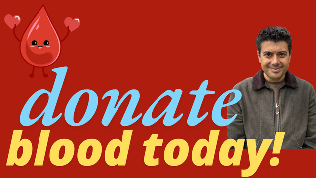 "Donate Blood Today" and a portrait of Sherif Mansour