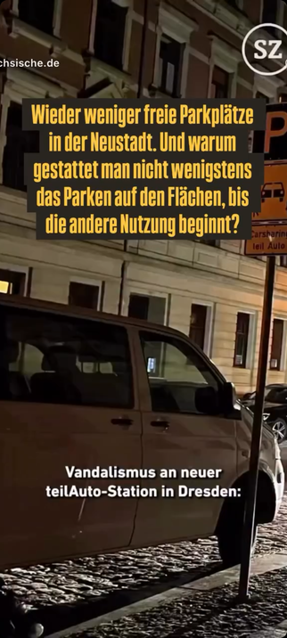 Ein Instagram-Reel von Team Zastrow, welches sich darüber beschwert, dass es durch neue Carsharing-Stellplätze weniger Parkplätze geben würde. 