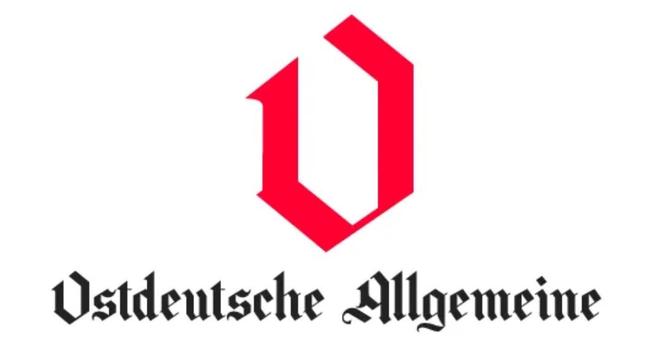 Ein groß rotes O in Frakturschrift auf weißem Grund. Darunter steht schwarz, ebenfalls in Fraktur Ostdeutsche Allgemeine. 