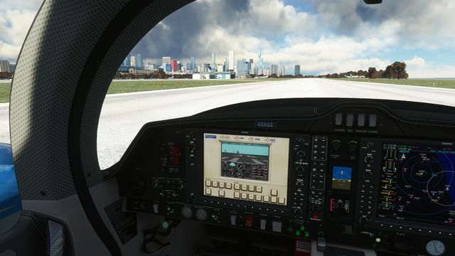 A screenshot of MS Flightsimulator 2020 with a Screenshot of MSFS 5 on the simulated Garmin screen