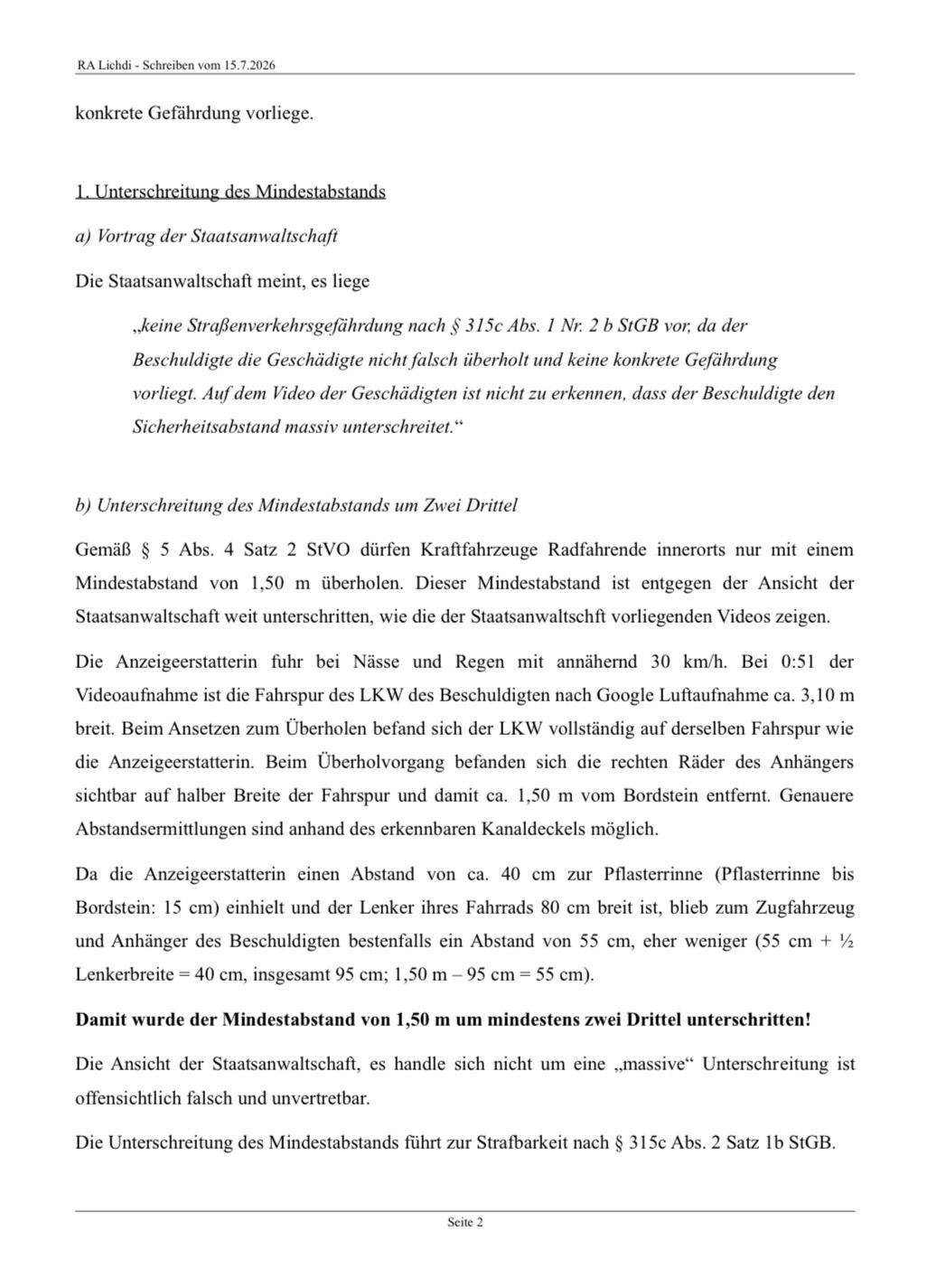 Auszug aus der Beschwerde zur Einstellung des Verfahrens, Seite 2