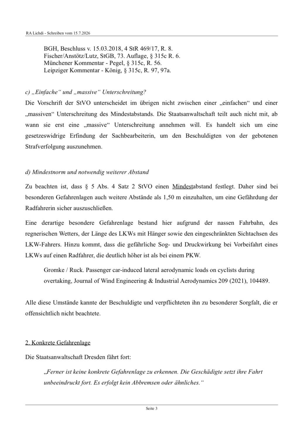 Auszug aus der Beschwerde zur Einstellung des Verfahrens, Seite 3