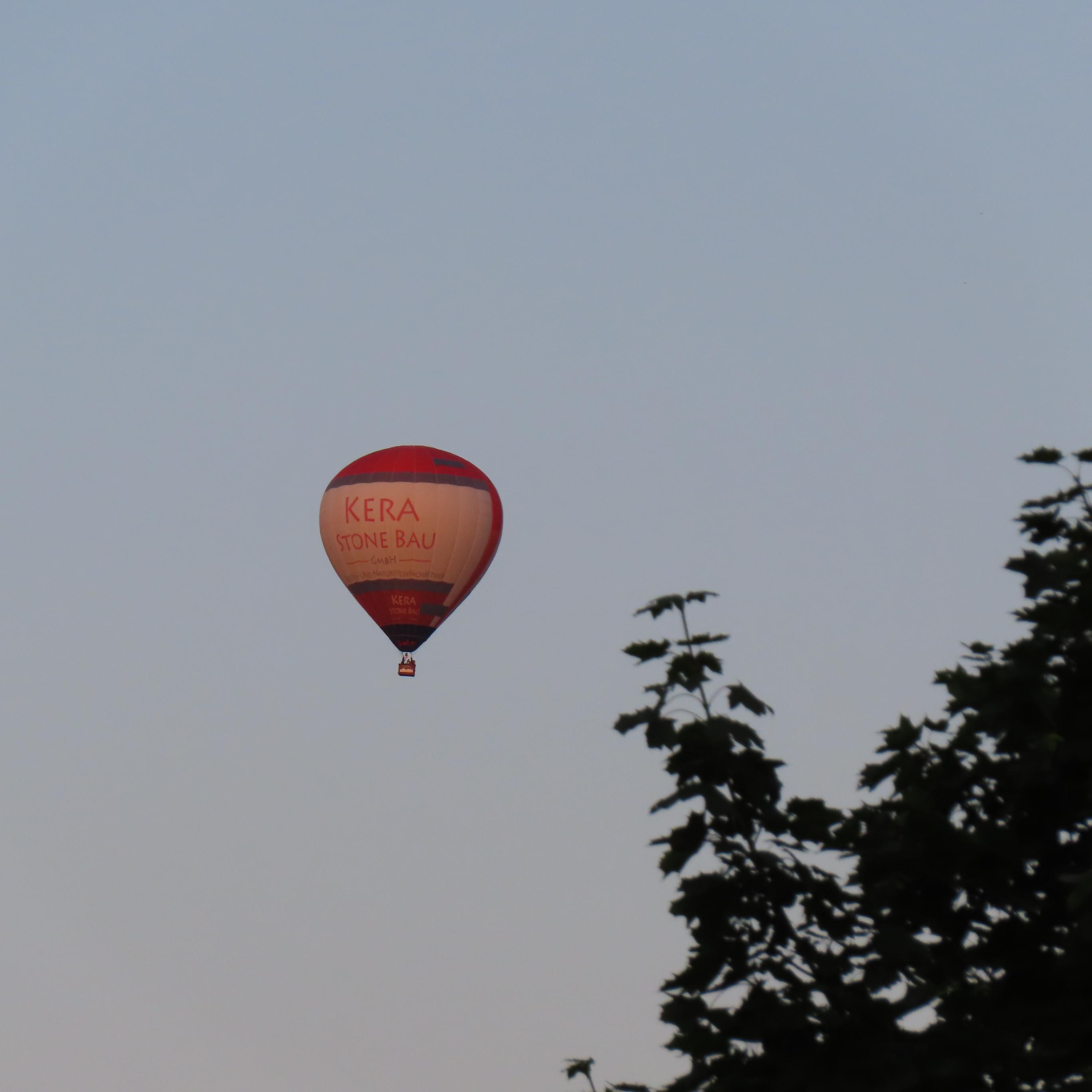 Heißluftballon neben Baum